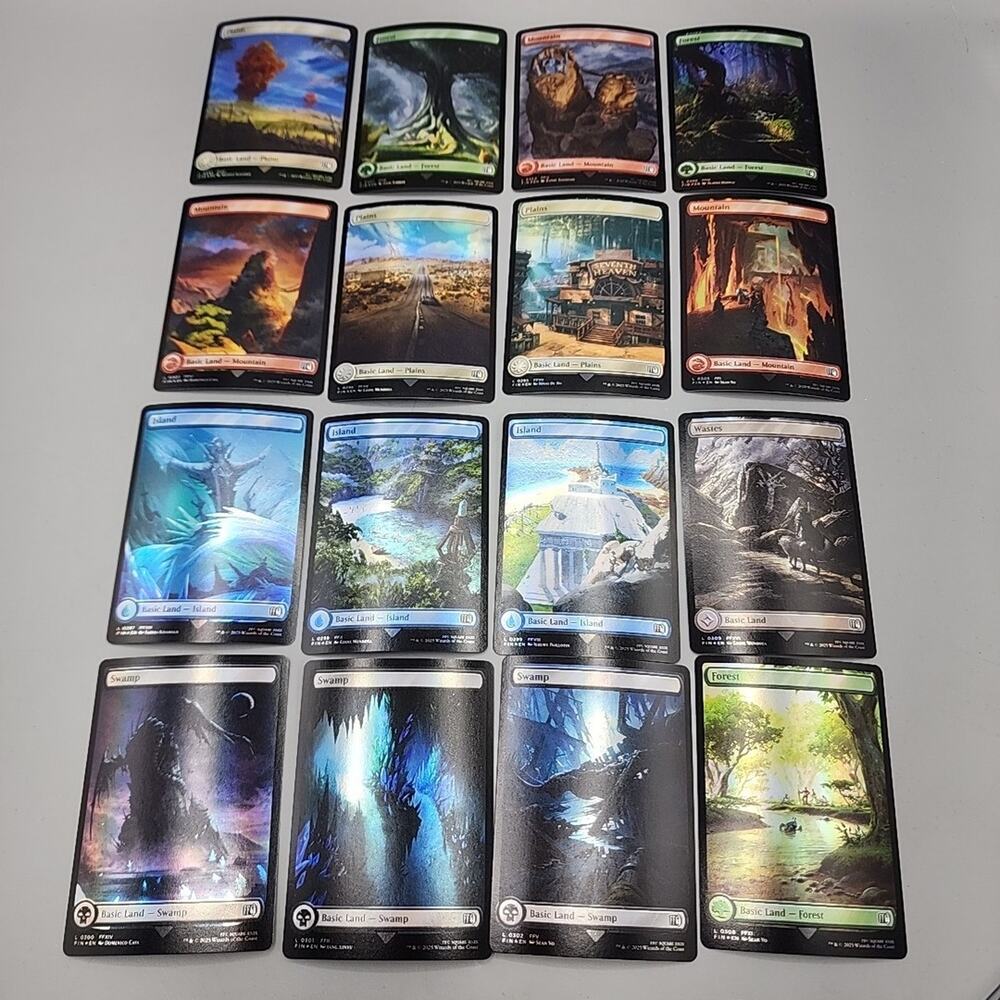 Magic MTG Final Fantasy - FOIL Basic Lands Set of 16 Magic the Gathering
